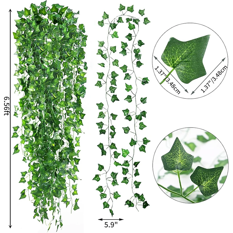 2/4//6/8/10M Foglie di seta False Creeper Foglia verde Edera Stringa di vite per la casa Matrimonio Appeso Ghirlanda Piante artificiali Decorazione