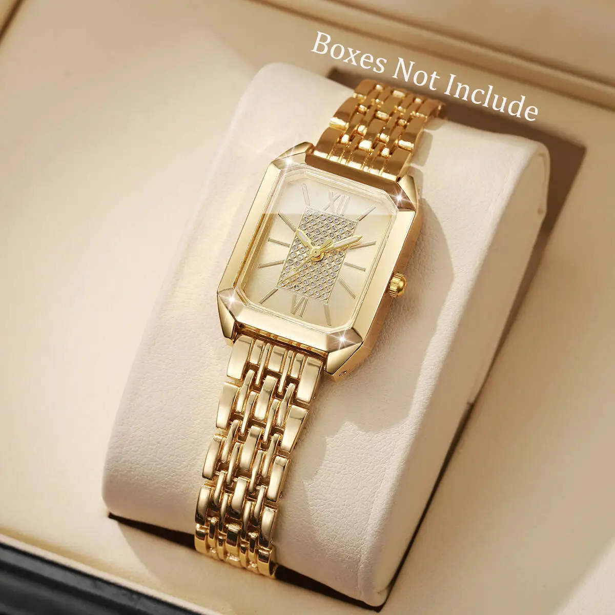 Moda retângulo feminino relógios senhoras pulseira de aço inoxidável quartzo relógios de pulso reloj mujer (sem caixa)