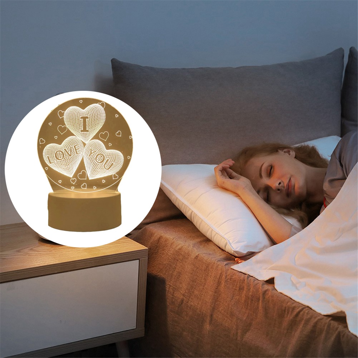 A72P Night Light Acrylic Bedroom Bedside LED Table Lamp Holiday Event Gift System Gifts