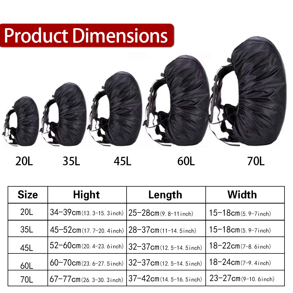 Cubierta de lluvia portátil impermeable para acampar senderismo escalada al aire libre a prueba de polvo 20-70LBackpack cubierta patrón de impresión en el pecho