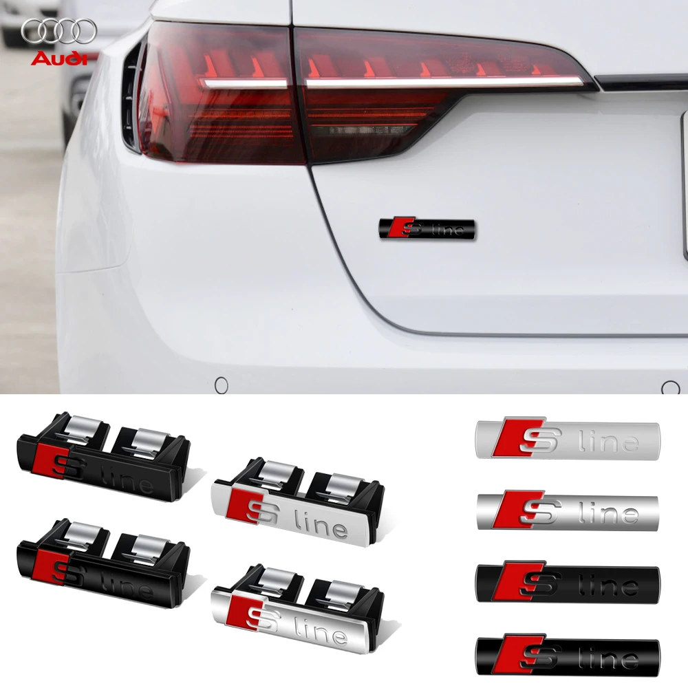 Auto Front Grille Emblem S Line Badge Car Body Decoration Sticker for Audi SLine A3 A4 B8 8P 8V B6 A5 A6 C7 Q5 B9 B7 C6 A1 Q7 Q3