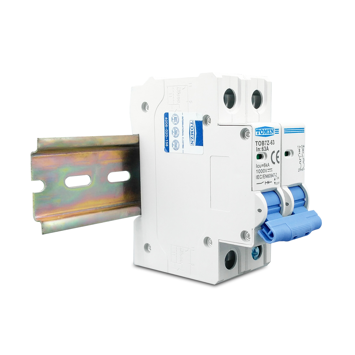 TOMZN TOB7Z-63 2P DC 1000V Солнечный мини-выключатель 3A 6A 10A 16A 20A 25A 32A 40A 50A 63A DC MCB для фотоэлектрической системы