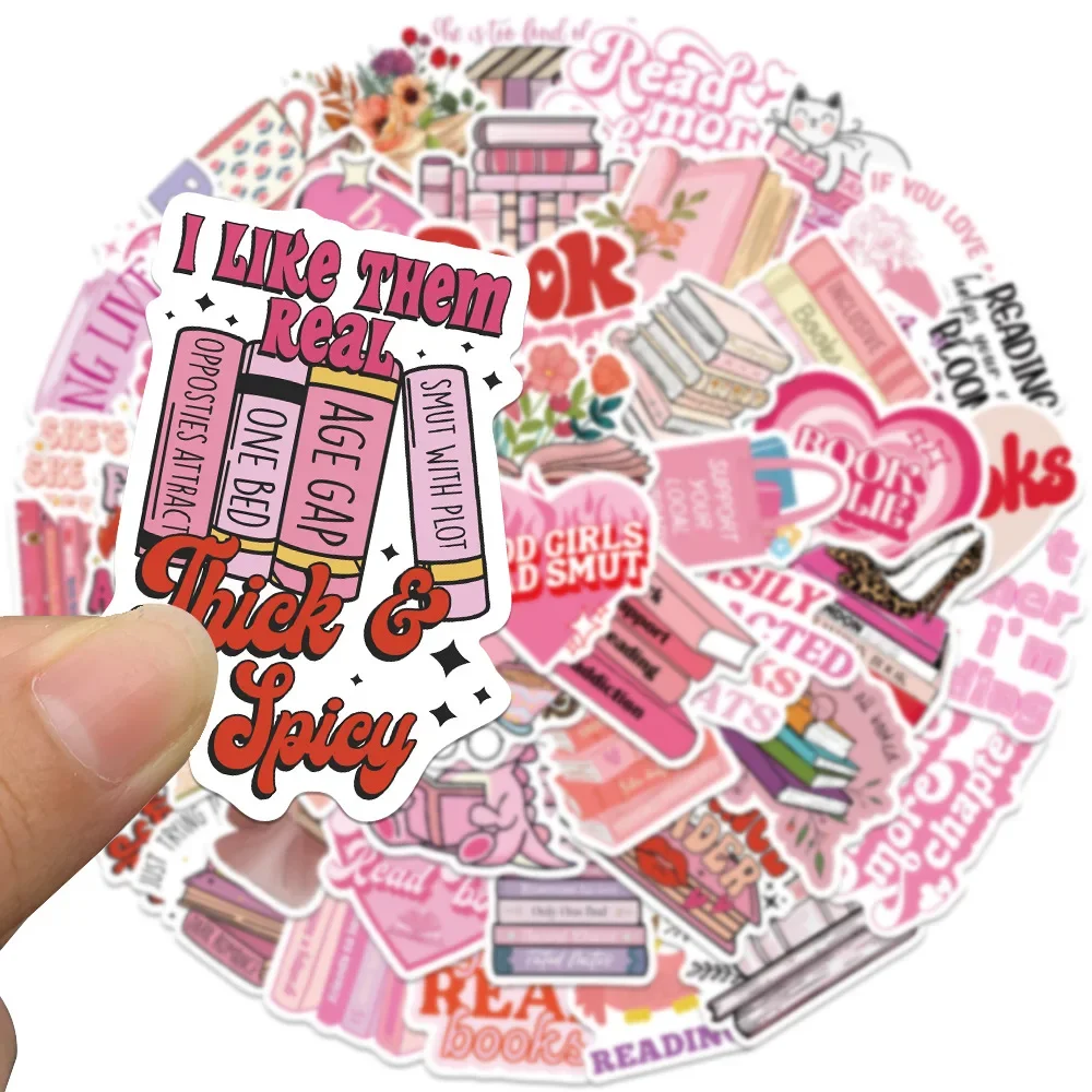 50PCS สีชมพู Smut Bookish Reader สติกเกอร์ความงามรักสาวน่ารักสําหรับ Kindle IPad โทรศัพท์แล็ปท็อปไดอารี่สติกเกอร์ตกแต่งแพ็ค