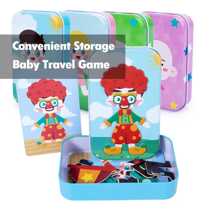 แม่เหล็ก 3D ปริศนาเด็กแต่งตัว Expression Travel ดีบุกกล่องจิ๊กซอว์เกมการศึกษาจินตนาการของเล่นของขวัญสําหรับหญิง