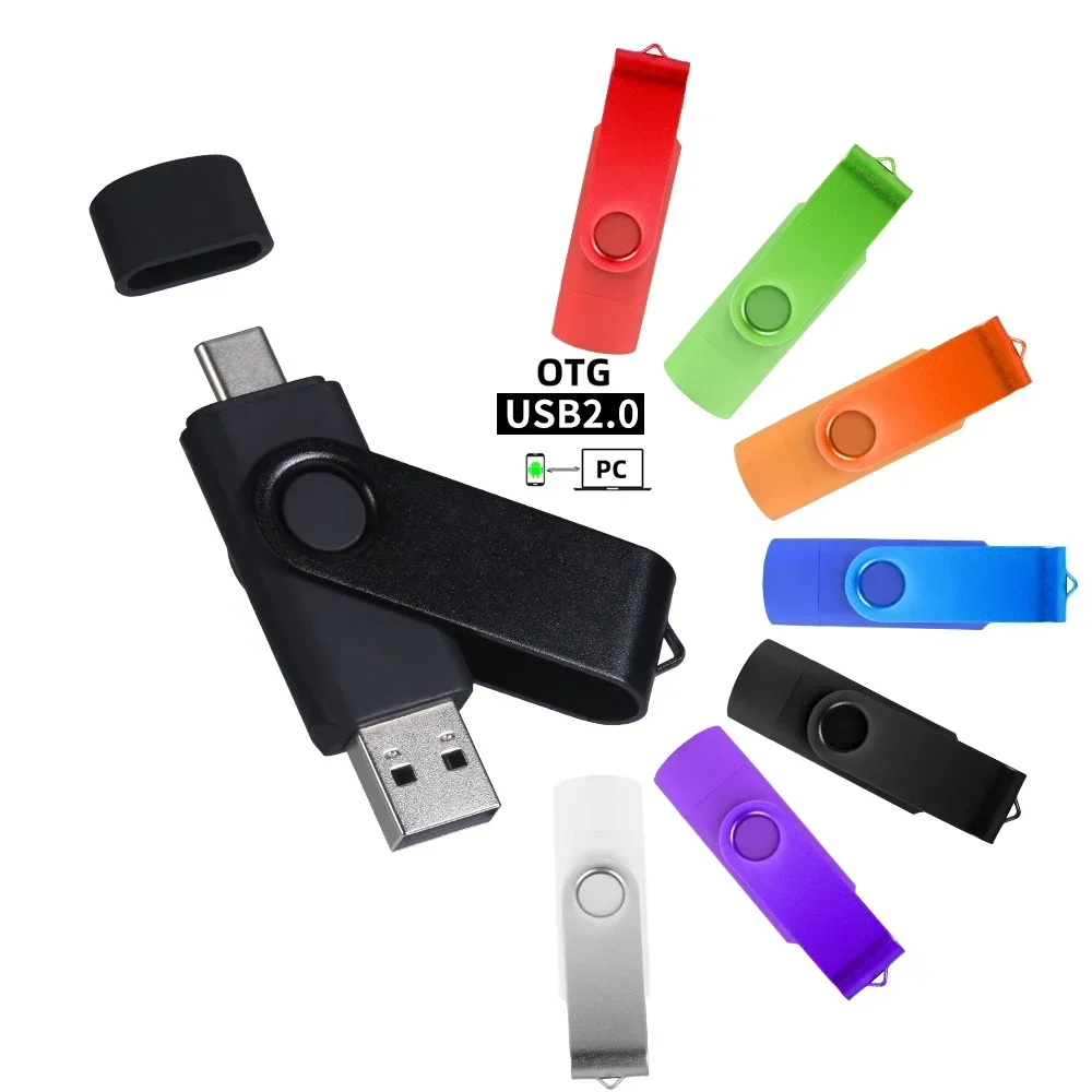 TYPE-C USB Flash Drive 128GB Red High Speed  Pen Drive 64GB Dark Blue Memory Stick 32GB Rotatable USB Stick 16GB Colorful U Disk