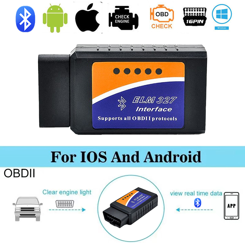 Elm327 v2.1 obd2 scanner bluetooth ferramenta de diagnóstico do carro para android/ios leitor código detector falhas automotivas