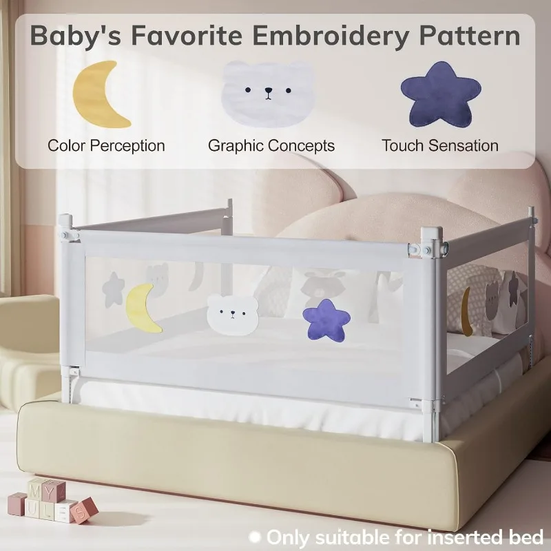 Bed Rail for Toddlers - (3 Pack) Toddler Bed Rails with Double Child Lock, Infants Height Adjustment Guardrail for King Size Bed