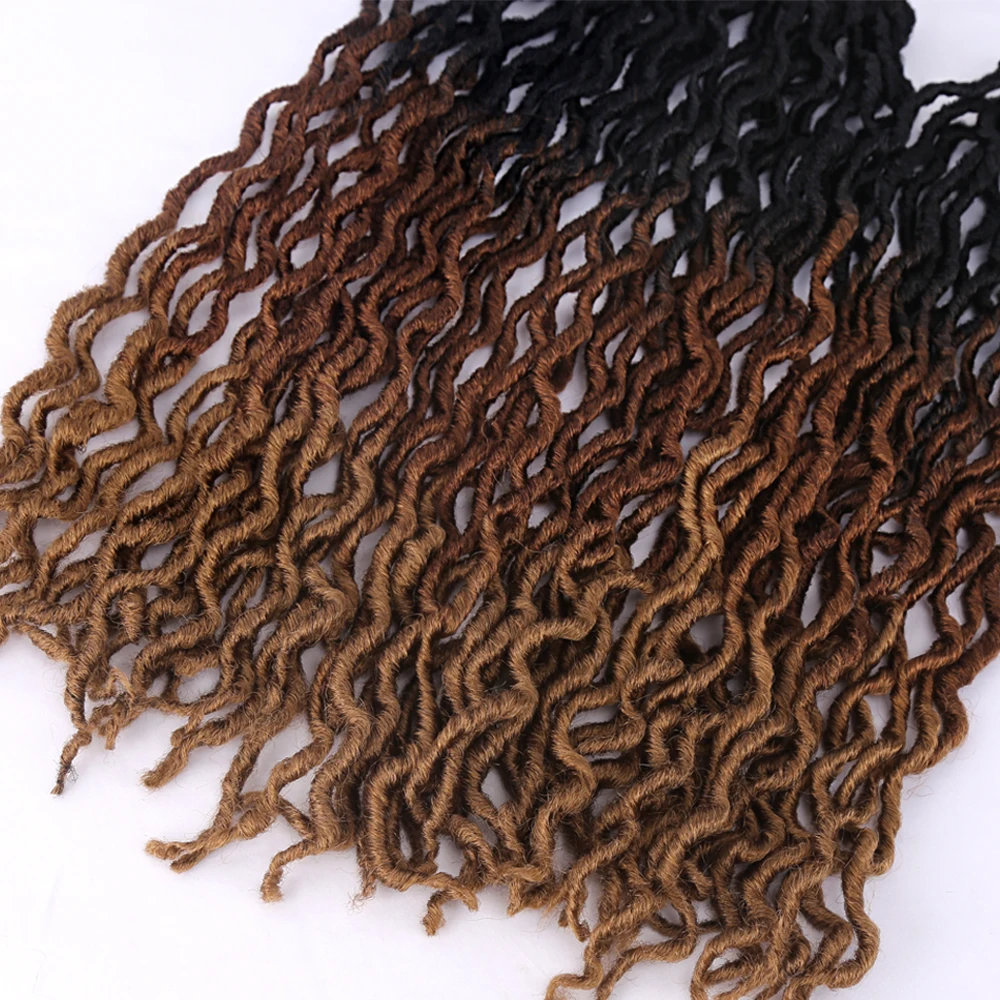 เทพธิดา Faux Locs ผมโครเชต์ Soft Curly Dreadlocks ผมสังเคราะห์ Braiding ผม Ombre โครเชต์ Locs ขายส่ง Braids