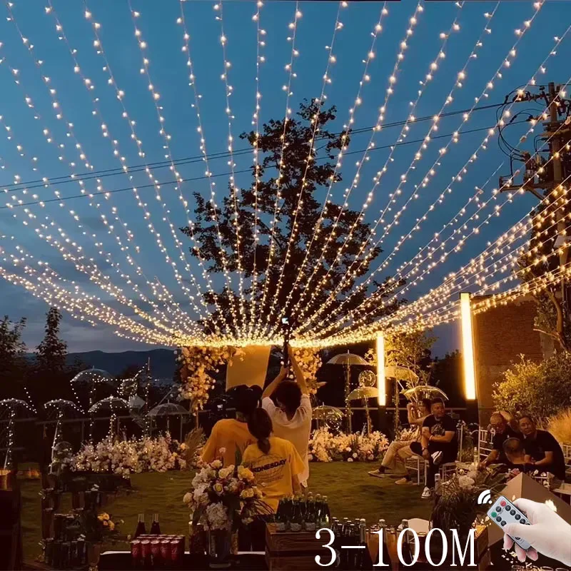 Guirnalda de luces LED de 5M-100M, guirnaldas de luces navideñas para exteriores, árbol, jardín, calle, boda, fiesta, Patio, decoración de Año Nuevo