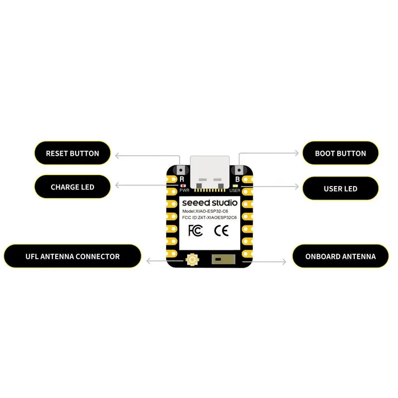 10Pcs/1pc Seed Studio XIAO ESP32 Seeed Studio ESP32C6 WiFi 6+Bluetooth- Ble 5 Support Zigbee Matter Board Wi-Fi Wireless Module