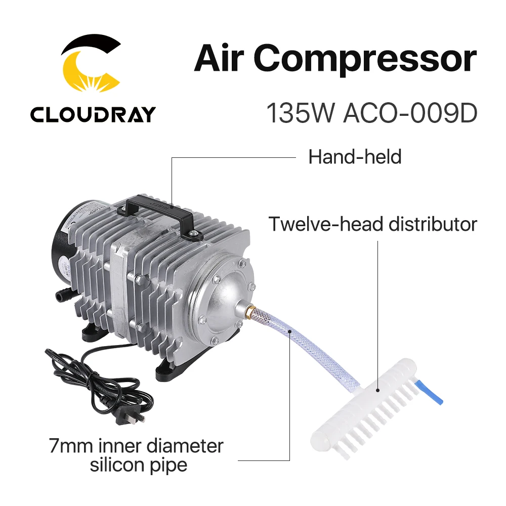 Cloudray 135W Air Compressor Electrical Magnetic Air Pump for CO2 Laser Engraving Cutting Machine ACO-009D