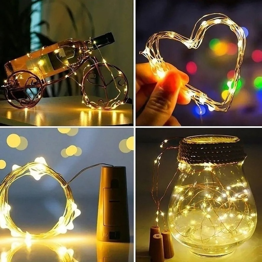 PwwQmm-luz LED para botella de corcho alimentada por batería, barra de luz de 3m para fiesta de cumpleaños, tapón para botella de vino, barra de luz (sin batería)