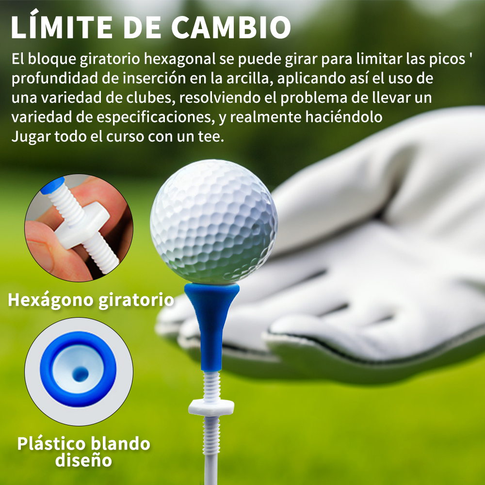 Caiton 5 camisetas de golf de plástico ajustables de 85 mm/3,34 pulgadas, rango de 22 mm/0,87 pulgadas, cabeza de goma suave, duraderas y ligeras para disparos estables