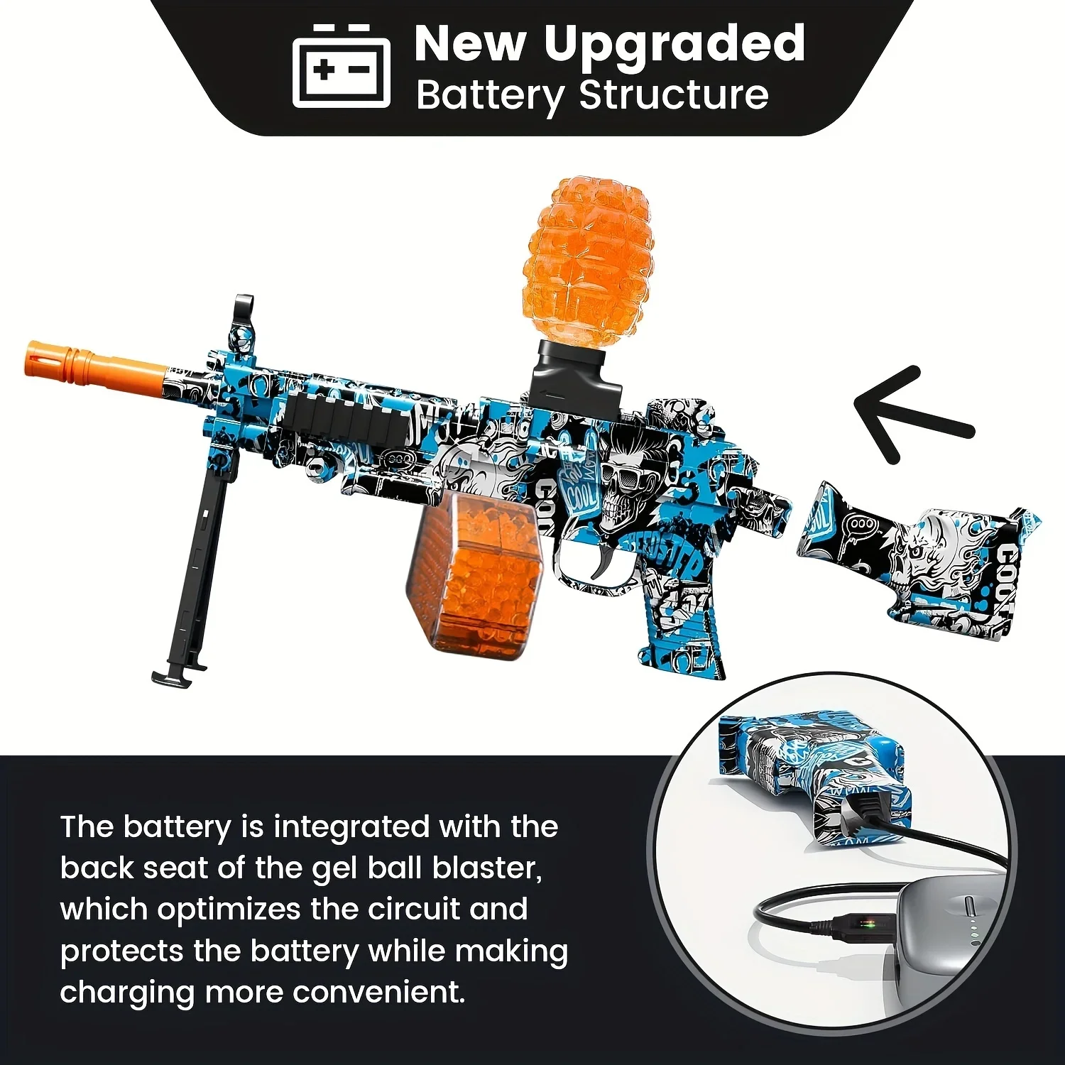 GEL Electric Ball Blaster, akumulator, automatyczny, zabawki do gier na świeżym powietrzu do gier zespołowych M249