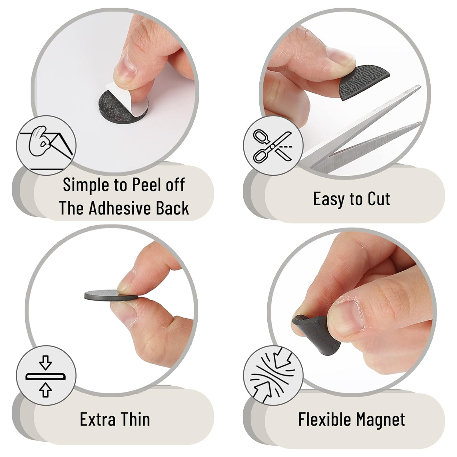 ESHANG Round Magnets Dots with Adhesive Backing for Crafts - Flexible Self Adhesive Magnetic Tape - Flexible Magnet Sheet
