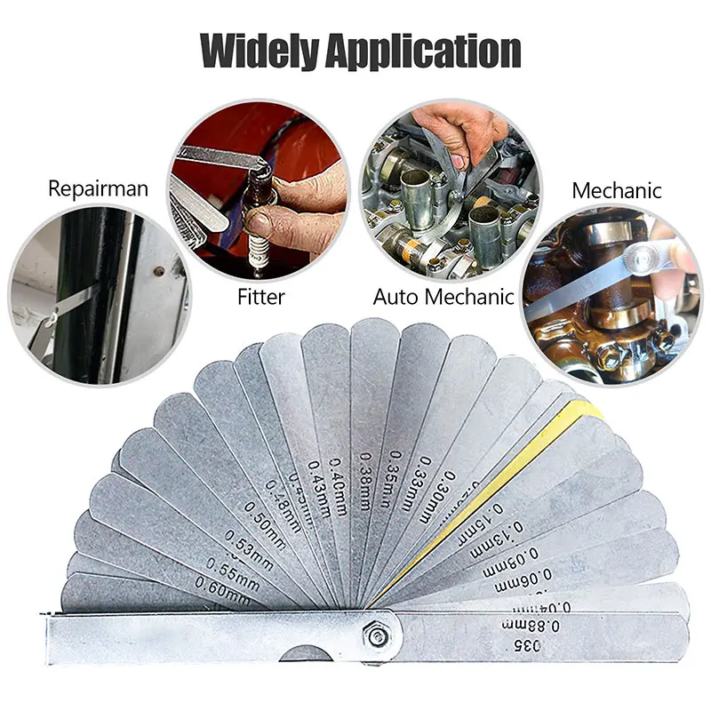 New 32 Blades Feeler Gauge Accuracy 0.04-0.88mm Thickness Gap Gauges Stainless Steel Feeler Metric Imperial Gap Measuring Tool