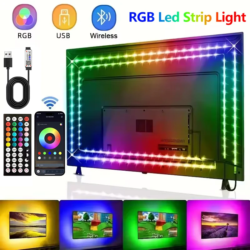 5M-30M 5V TV backlight Led strip light RGB with 44-key remote control and app music sync, color change is suitable for parties