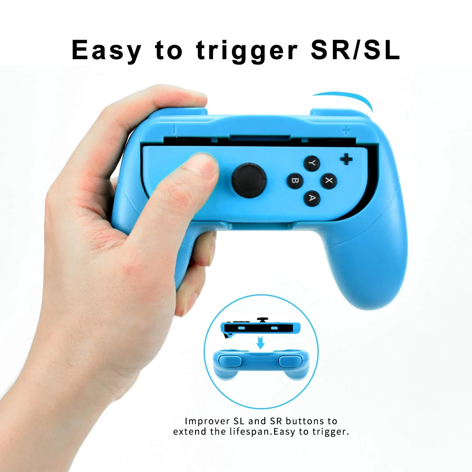 GAMINJA 2Psc Wear Resistant Handle Controller For Nintendo Switch Ergonomic Hand Grip Controller Handle For Switch Joy Con