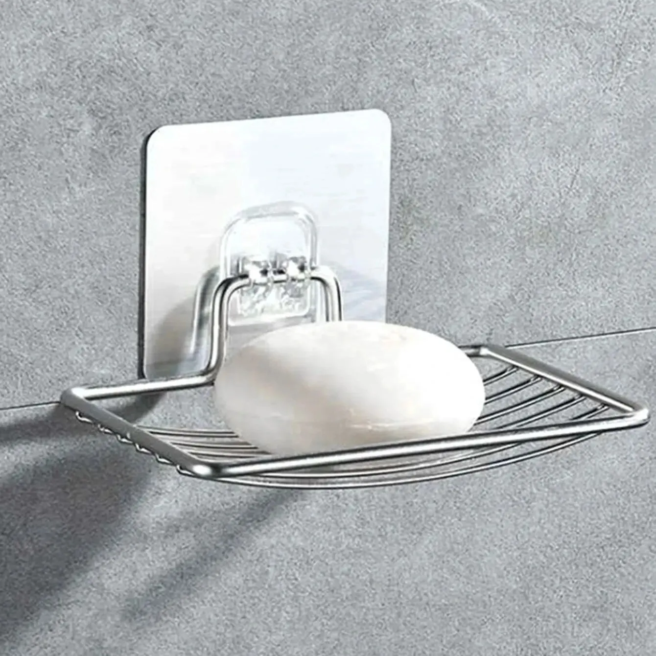 1pc de aço inoxidável saboneteira caixa luz prateleira luxo punch-livre prego-livre banheiro única camada dreno parede pendurado