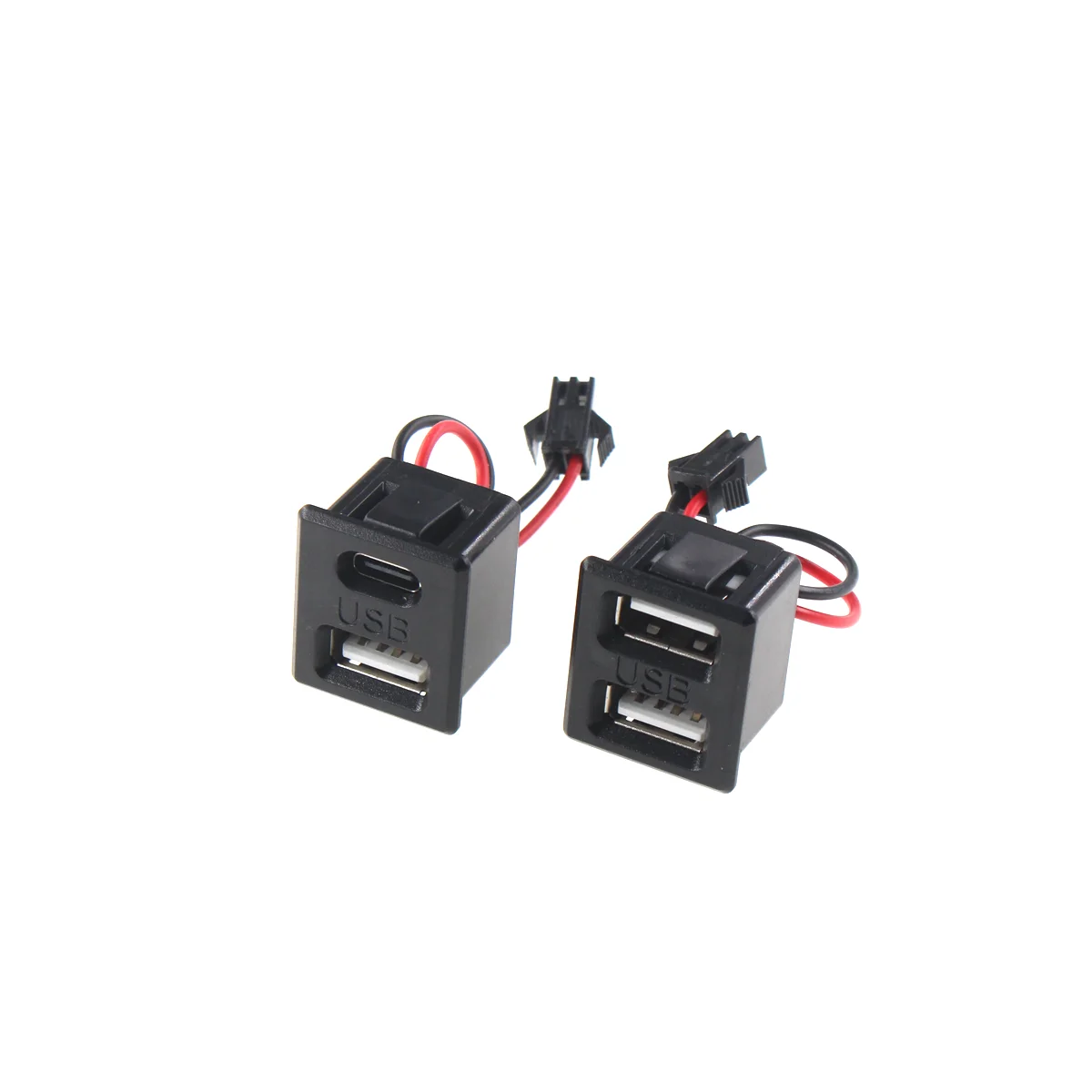 1PCS USB female type-c Double-layer jack usb a female lamp charging jack Power socket with cable connector