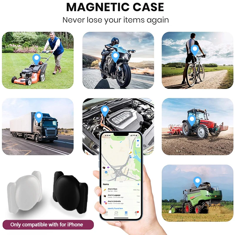 4er-Pack IOS GPS Smart Tag für Apple Find My Tracker Kits mit starker magnetischer Saugnapf, Silikonhülle, Anti-Verlust für Skateboard-Auto