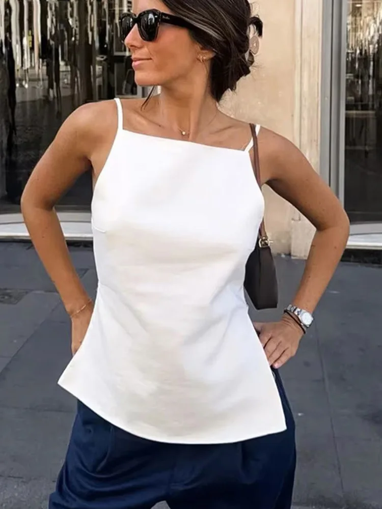 HXAO, Top para mujer, camisola con espalda descubierta y cordones, ropa barata para mujer, camisetas sin mangas y camisola de moda Sexy, top corto para mujer, top blanco y negro 2024