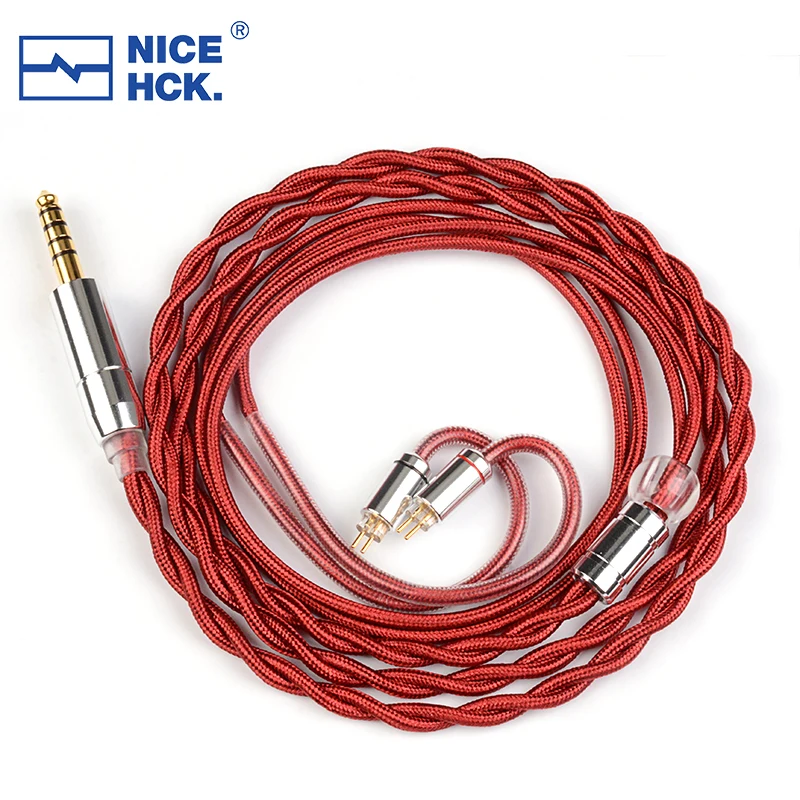 NICEHCK RedAg 4N Pure Silver HiFi Earphone Coaxial Cable MMCX QDC 2Pin for HOLA Zero KATO Aria LAN Cadenza tangzu fudu CHU II