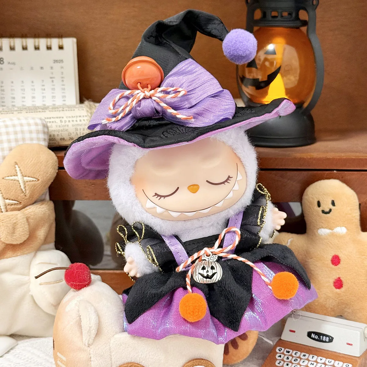 Strój czarownicy na Halloween dla lalek Labubu o wysokości 15/17 cm, ubranka w stylu \"Gwieździstej nocy\", upiorne kostiumy, akcesoria, prezenty.