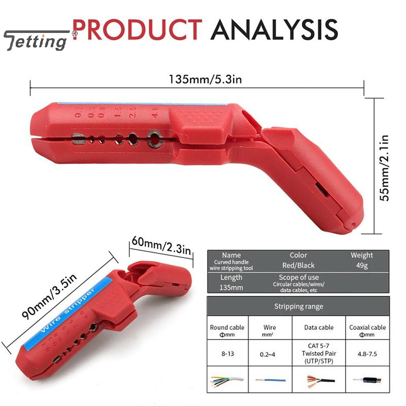 Multifunctioneel kabelstripgereedschap Draagbare gebogen handgreep Draadstripper Elektricien Bedrading Strippen Draadknipper Handgereedschap