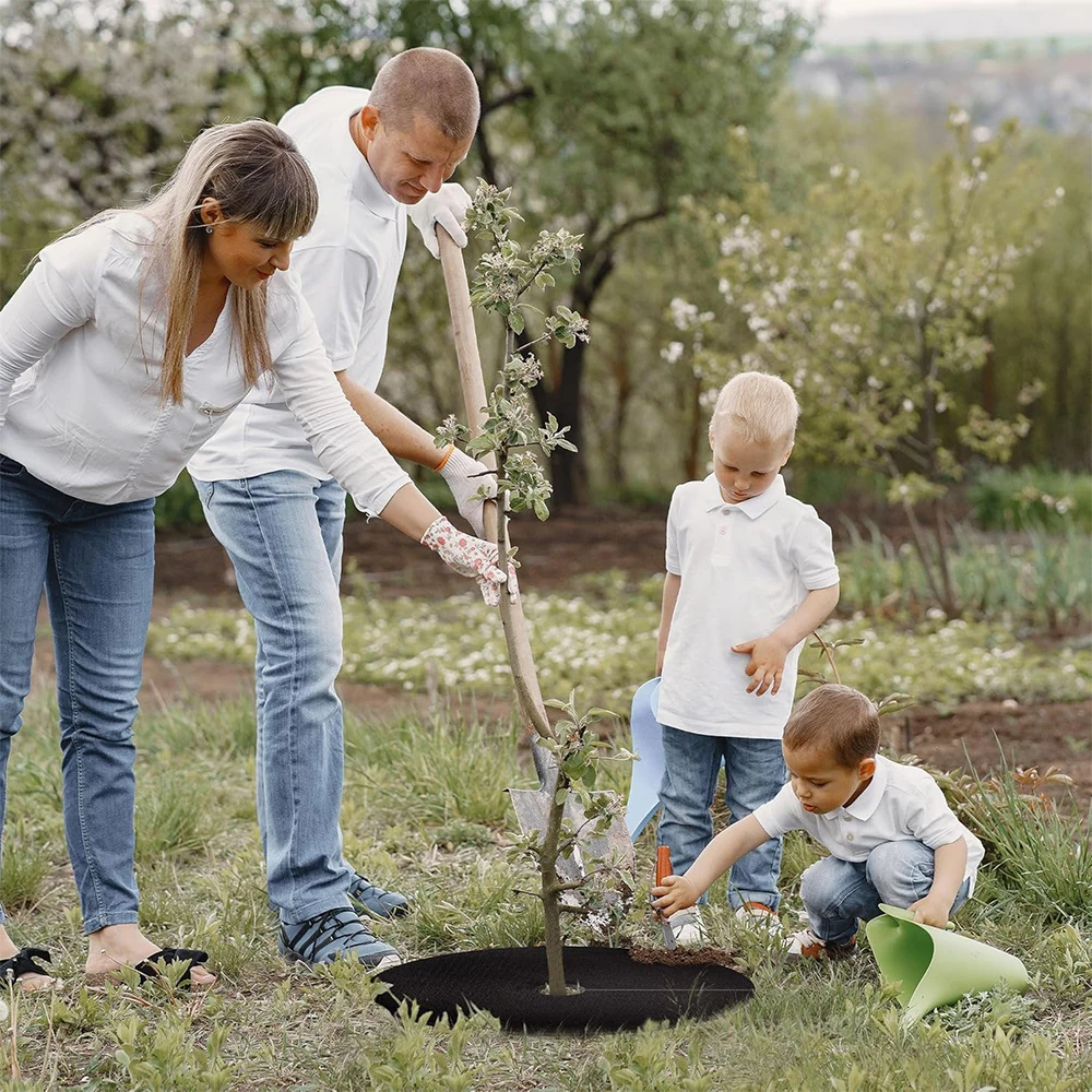 20pcs Non-Woven Tree Mulch Ring Reusable Tree Weed Barrier Mat Degradable Used inhibit Growth and Control Plant Root Protection