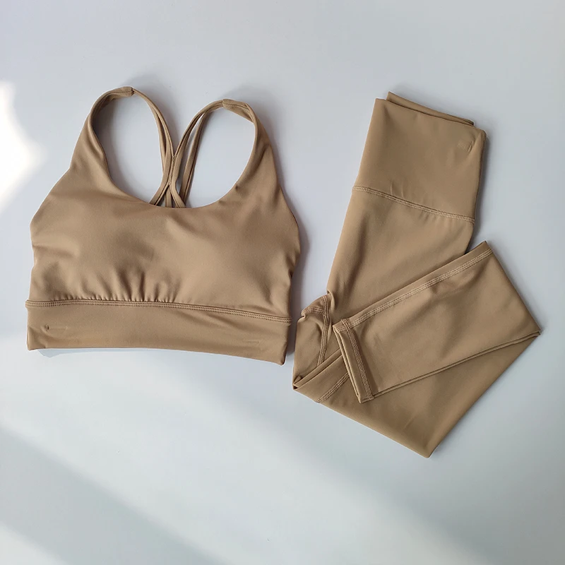 Traje de Yoga para mujer, sujetadores deportivos de gama alta, mallas adelgazantes para levantamiento de cadera, sujetadores y mallas deportivas para Fitness, camiseta sin mangas, conjunto transpirable