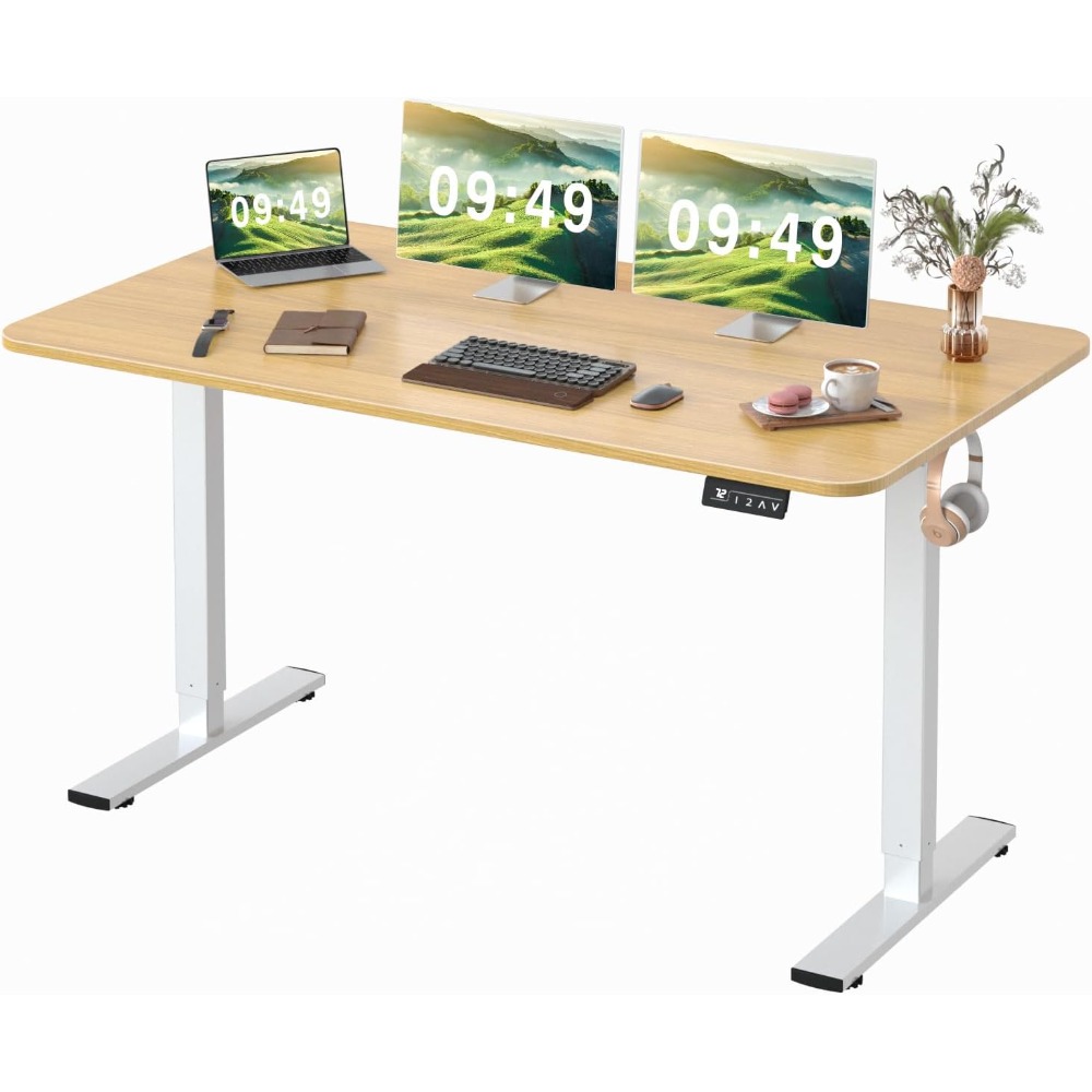 Electric Height Adjustable Standing Desk Large 55 x 24 Inches Sit Stand up Desk Home Office Computer, Computers Desks