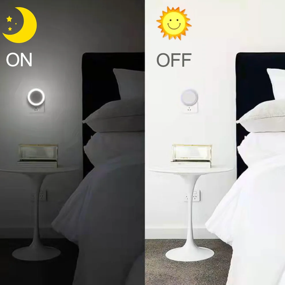 OuuZuu Sensor de luz nocturna ahorro de luz LED lámpara de noche inteligente Sensor de atardecer al amanecer lámparas luz nocturna para dormitorios baños pasillos