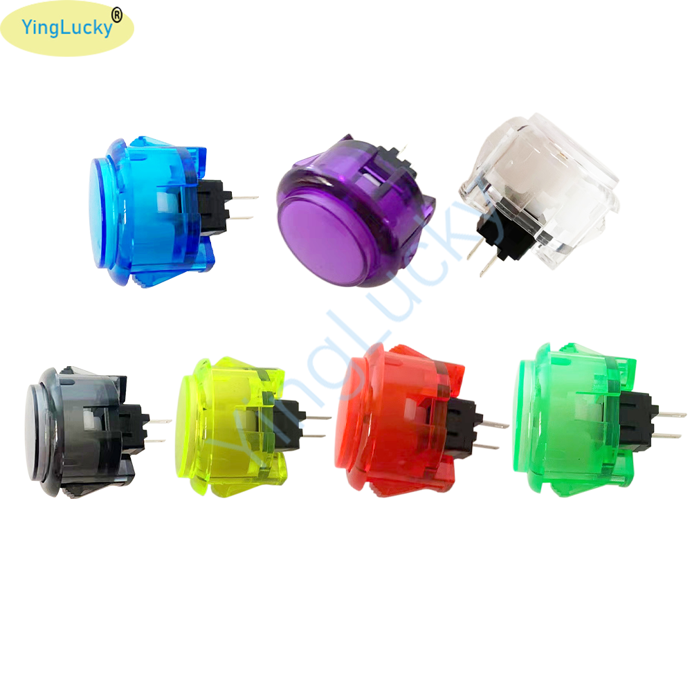 10 unids/bolsa botón Arcade 30mm 24mm copia SANWA OBSC botón Multicolor transparente sin botón LED para juego Pandora ARCADE DIY