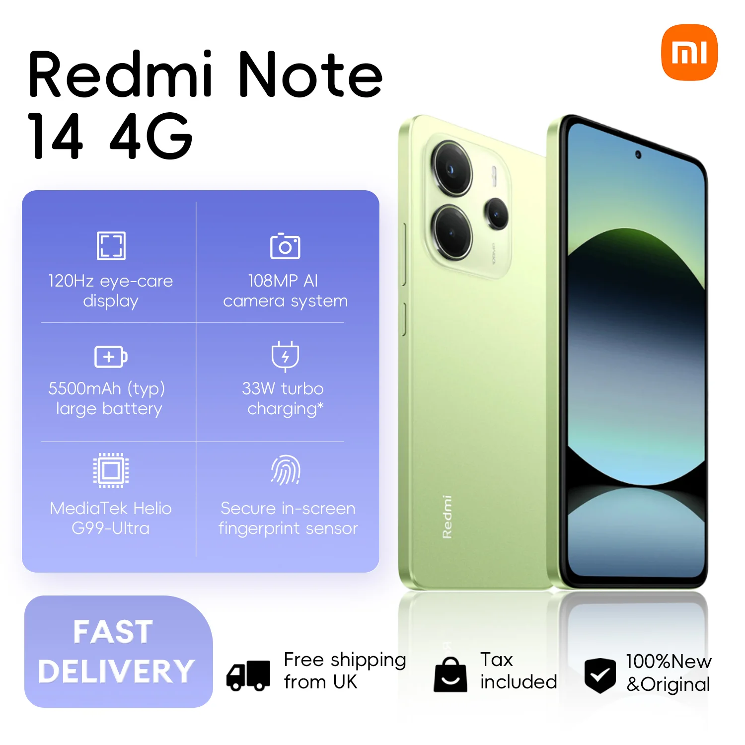 Xiaomi Redmi Note 14 Global Version Smartphone 128GB / 256GB ROM MediaTek Helio G99-Ultra 33w120hz AMOLED 108MP 5500mAh