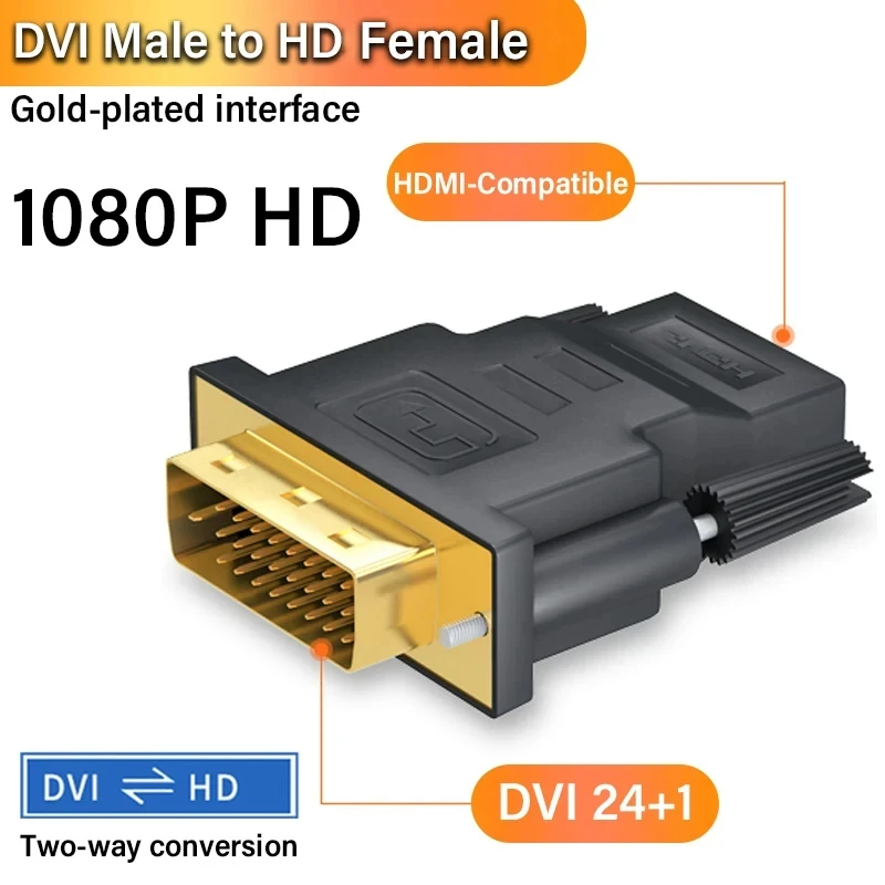 1080P DVI to HDMI สายเคเบิลอะแดปเตอร์ DVI ชายหญิง Bi-Directional Connector Converter สําหรับ PS3 โปรเจคเตอร์แล็ปท็อปกล่องทีวี
