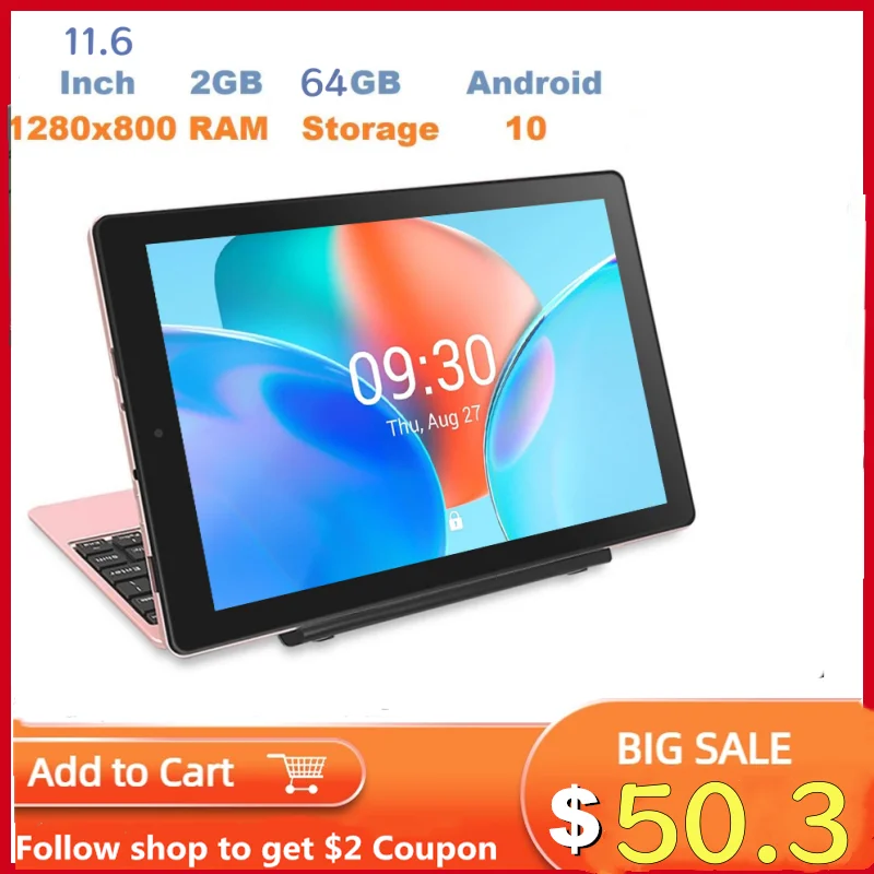 11.6 INCH 2GB RAM 64GB ROM RCT6716 Tablet PC MT8167 Android 10.0 Tablet PC 768 x 1368 IPS WIFI Quad Core Docking Keyboard