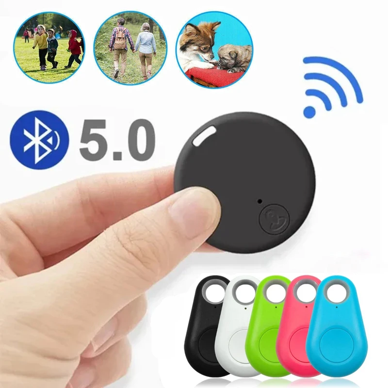 Minirastreador GPS con Bluetooth 5,0 para móvil, dispositivo antipérdida redondo, localizador inteligente de seguimiento de cartera y bolsa para mascotas y niños