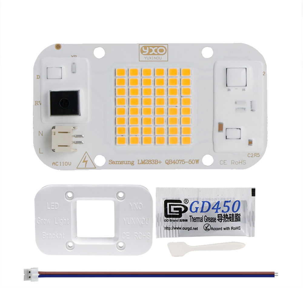 Hydroponice LED COB lamp Bead Driverless AC 220V 50W LED Grow DOB Chip For DIY Plant Grow Light Seed Grow Flower LED Light Bulb