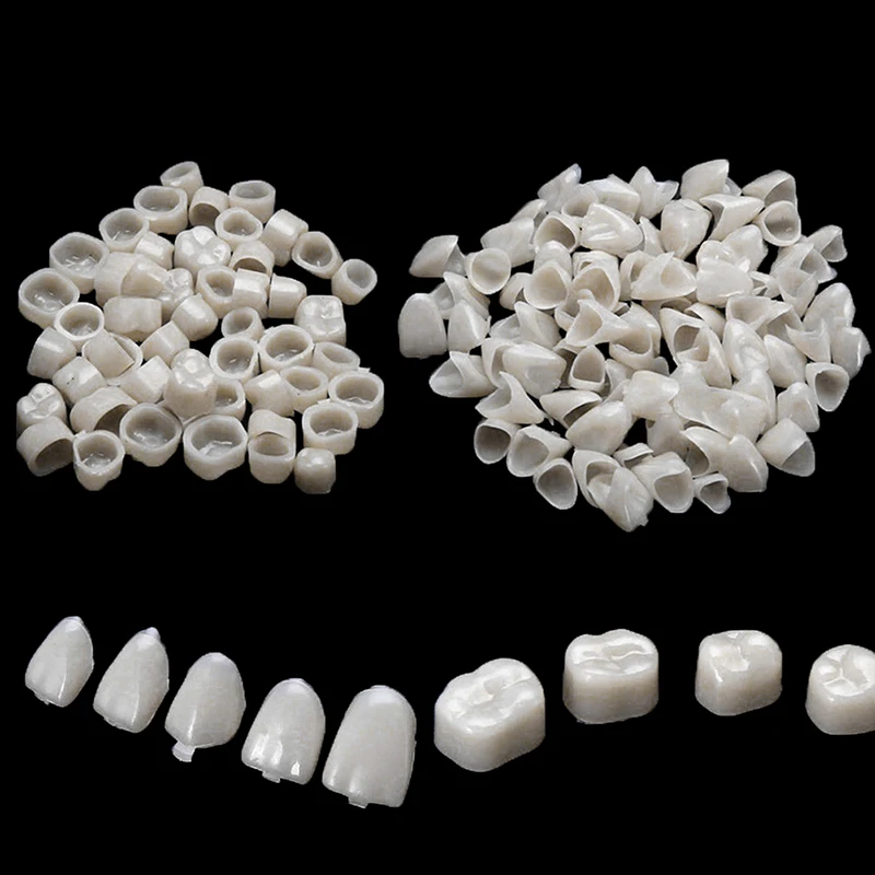 2 confezioni di nuovo materiale per corone temporanee dentali per impiallacciature per denti anteriori + molari, protezione delle gengive e stabile