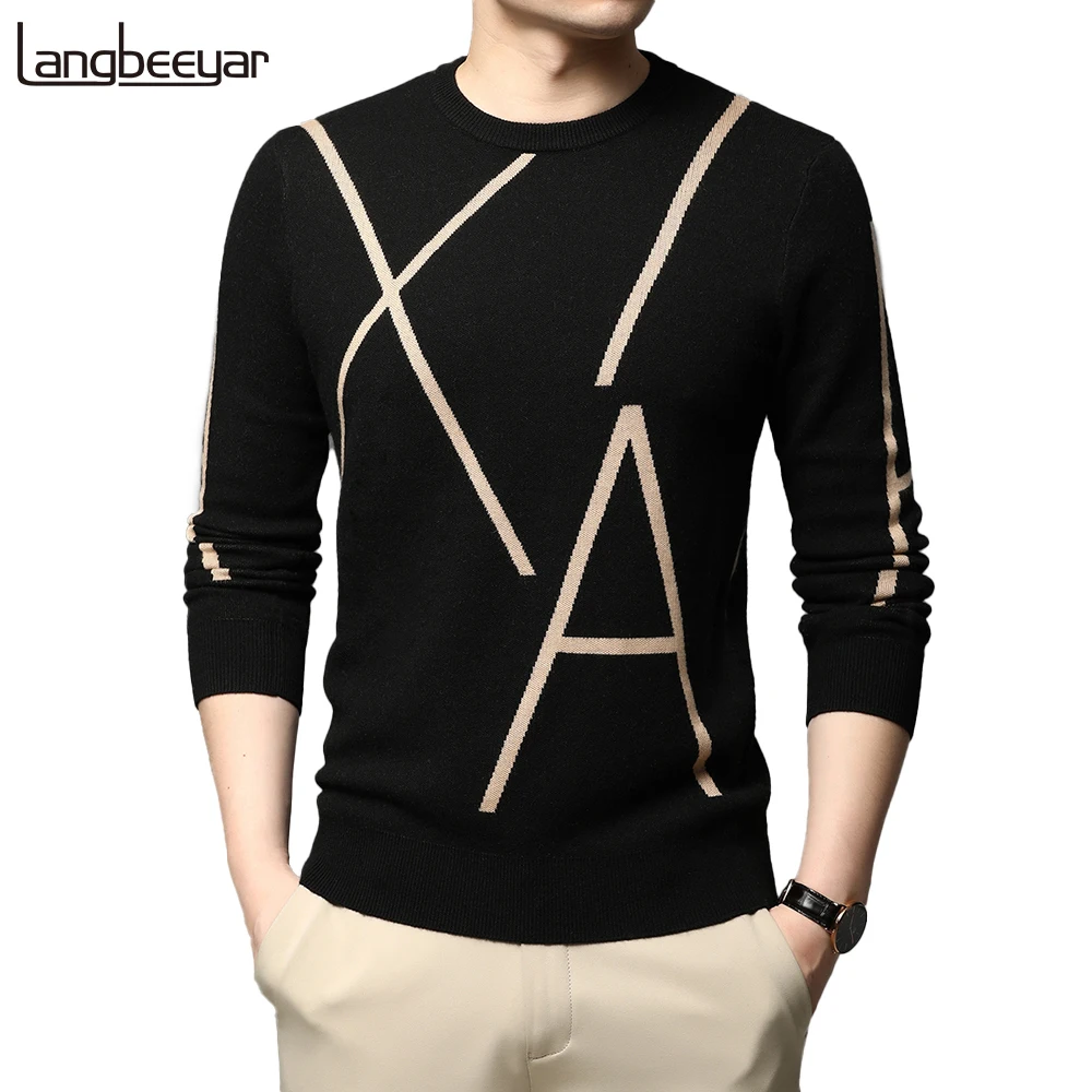 2025 neue Mode Marke Stricken High-End-Designer Winter Wolle Pullover Schwarz Pullover Für Mann Kühlen Herbst Casual Jumper Herren Kleidung