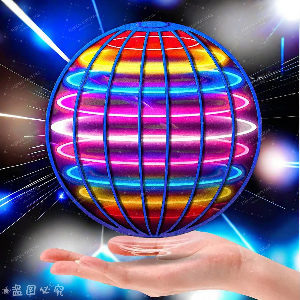 Flying Ball Globo cósmico LED de color controlado a mano para niños 360 °   Bola de suspensión giratoria adecuada para juguetes de interior y exterior