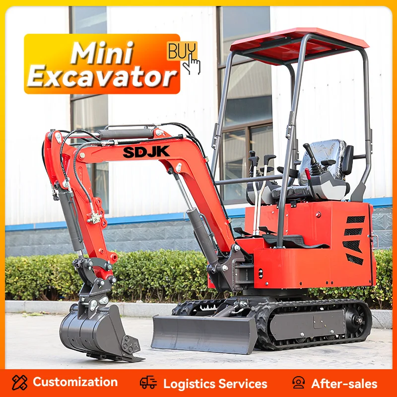 Venta al por mayor de fábrica 1 tonelada 1,2 toneladas 2 toneladas mini excavadora máquina doméstica excavadora hidráulica sobre orugas para la venta personalizada