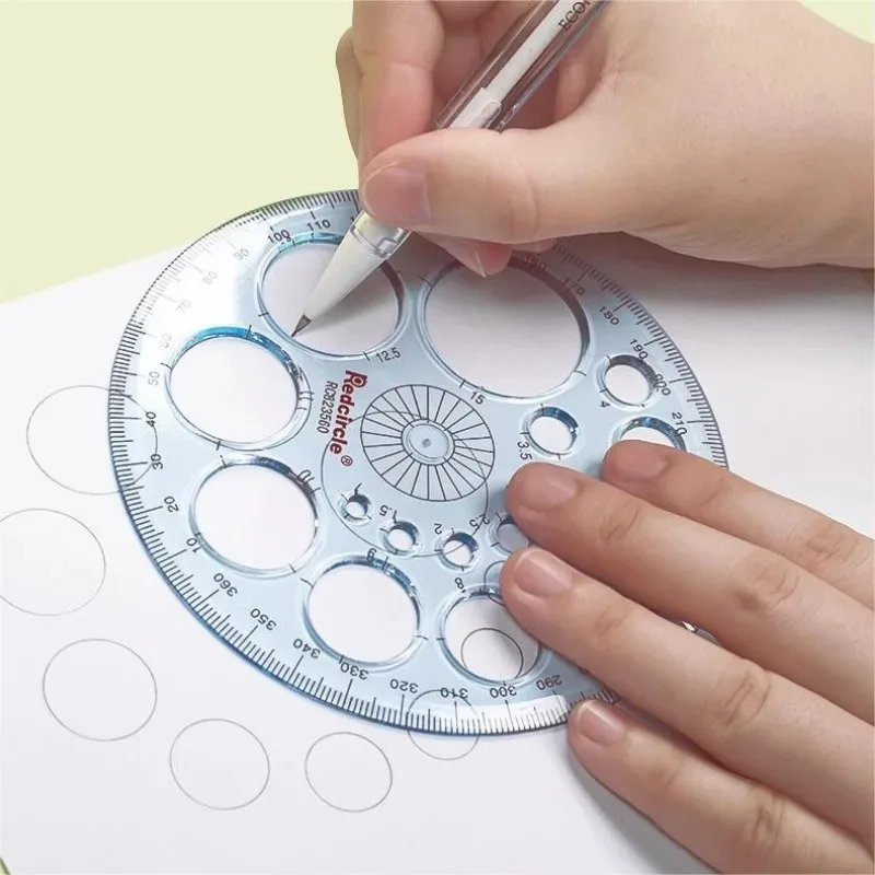 1/2pcs Multifunctional Geometric Ruler 360 ° Full Circle Protractor Movable Kawaii Ruler Mathematics Rules For School Students