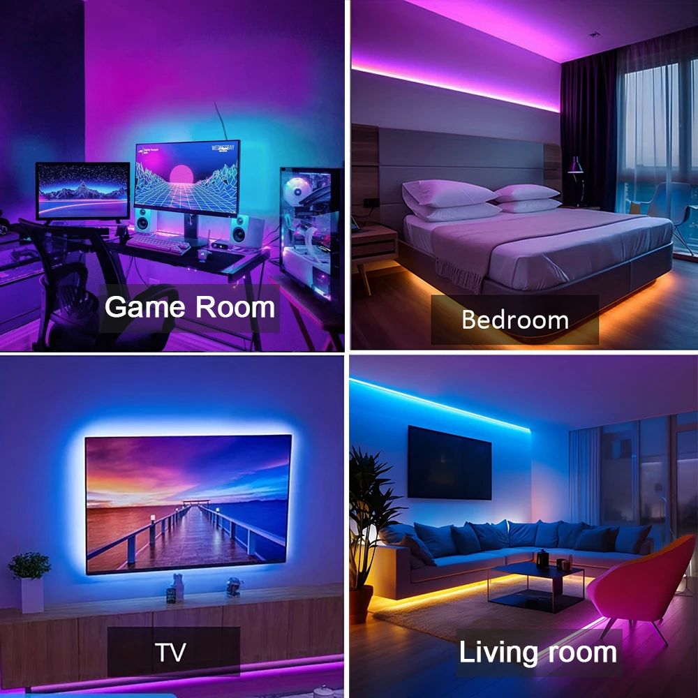 Strisce luminose a LED Sincronizzazione musicale Luci a LED per stanza con controllo APP, luci a nastro flessibili per retroilluminazione TV per decorazioni per feste in casa