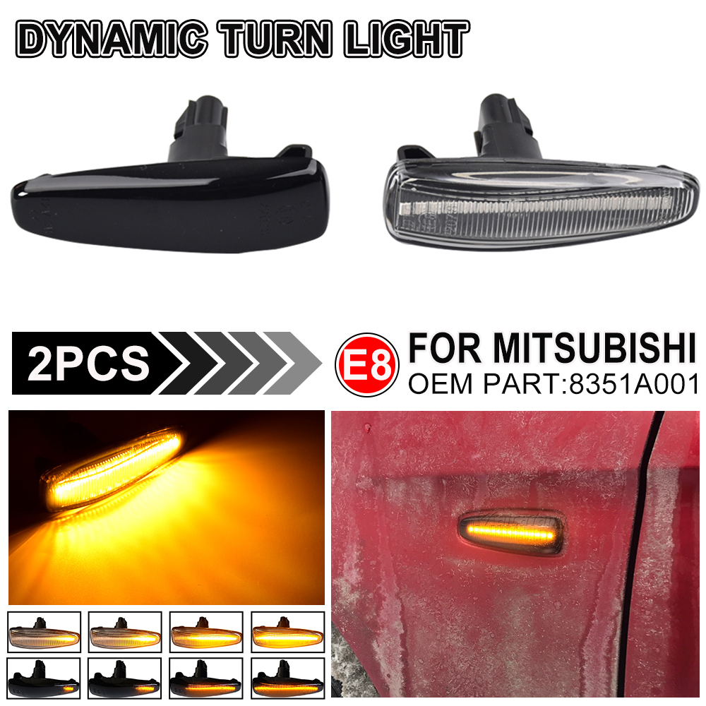 Luz LED de intermitente dinámica para guardabarros lateral, lámpara marcadora para Mitsubishi Lancer Evolution Evo X Outlander Sport RVR ASX Mirage 2014 +