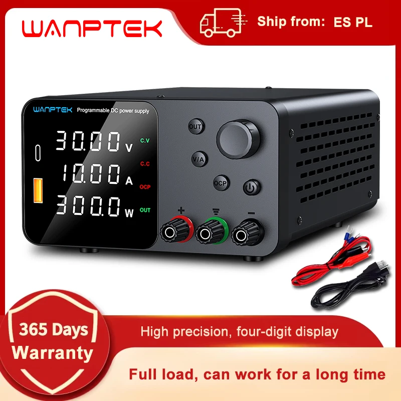Fonte de alimentação de laboratório Wanptek ajustável 30V 5A 30V 10A 60V 5A 120V 3A com saída de alarme de curto-circuito fonte de alimentação DC