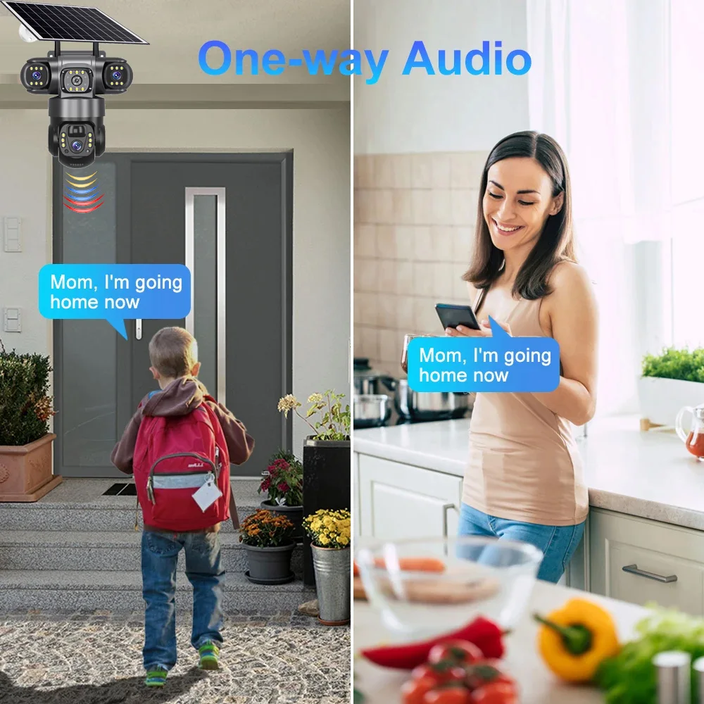 ソーラーカメラ 4 グラム Sim 屋外 3 レンズ 3 スクリーン 10X ズーム PIR 人間検出カメラ防水ナイトビジョン CCTV セキュリティ保護