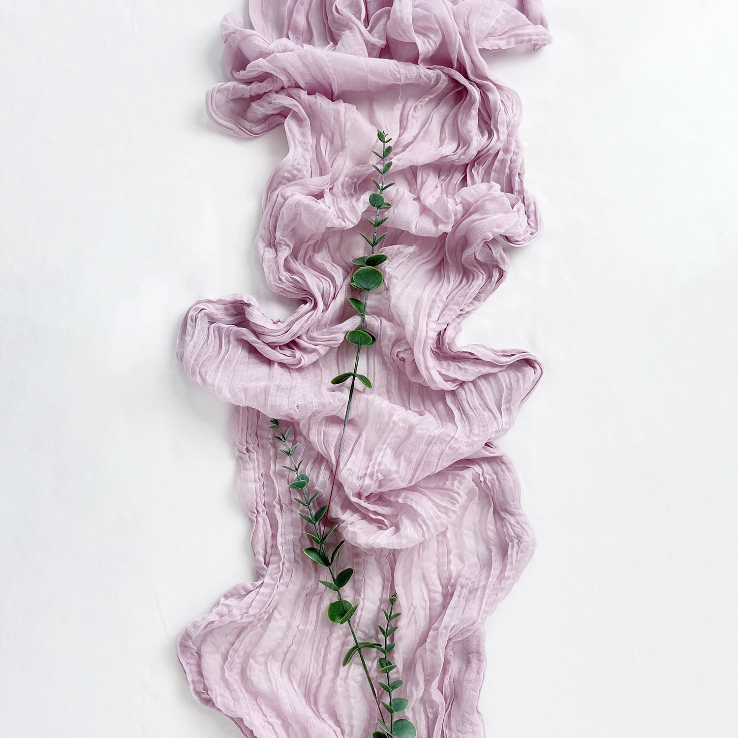 Semi-Sheer Gauze Table Runner Sage Cheesecloth การตั้งค่าตารางรับประทานอาหาร Vintage งานแต่งงานคริสต์มาสจัดเลี้ยง Arches เค้กตกแต่ง