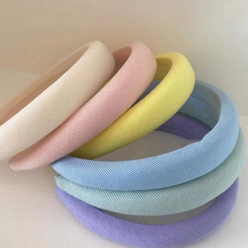 ที่คาดผมแฟชั่นสีทึบที่ Bando elastis วินเทจของเด็กผู้หญิงฟองน้ำที่คาดผมเครื่องประดับผมเกาหลีสำหรับผู้หญิง